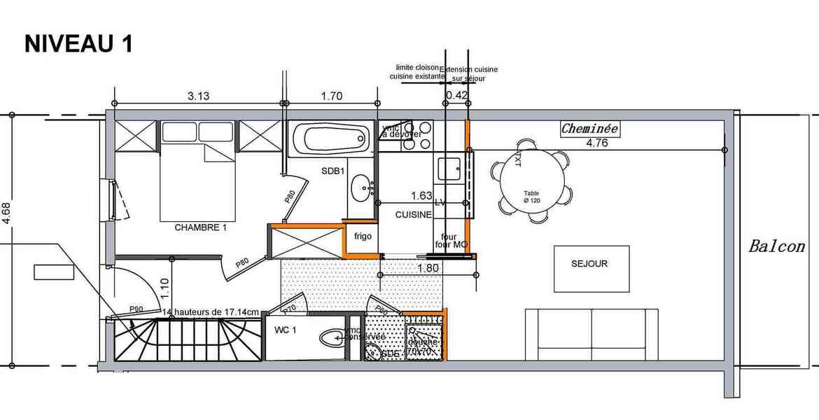 Appartement dans la résidence Le Yéti Skis aux pieds