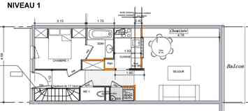 Appartement dans la résidence Le Yéti Skis aux pieds